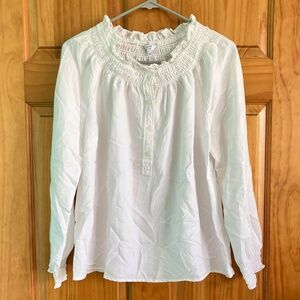 Women’s size small Crown and Ivy long sleeved white flowy blouse with smocking